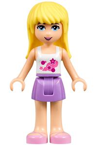 Friends Stephanie - Stephanie from Friends wearing a medium lavender skirt, a white top with stars, and a magenta bow - frnd143