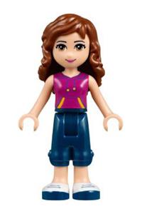 Friends Olivia - Olivia from Friends theme, wearing dark blue cropped trousers and a magenta top with yellow and dark purple stripes - frnd144