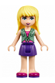 Stephanie from Friends theme in a magenta and pink striped shirt under a sand green knotted blouse top with a dark purple skirt - frnd148