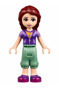 Friends Joy - Joy from Friends theme wearing sand green cropped trousers, lavender and dark purple vest top over bright light orange shirt - frnd150