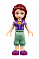 Joy from Friends theme wearing sand green cropped trousers, lavender and dark purple vest top over bright light orange shirt - frnd150