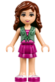 Olivia from Friends theme wearing a magenta layered skirt, sand green knotted blouse top over magenta and pink striped shirt, life jacket, and sunglasses - frnd151