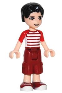 Friends Nate, Dark Red Cropped Trousers Large Pockets, Red and White Striped Shirt frnd162