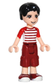 Friends Nate, Dark Red Cropped Trousers Large Pockets, Red and White Striped Shirt - frnd162