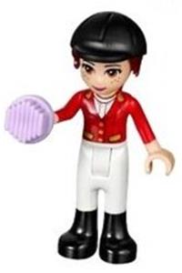 Friends Mia - Mia from Friends theme with white riding pants, red jacket, and black riding helmet - frnd164