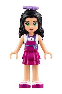 Friends Emma - Emma from Friends theme wearing a white top with magenta apron, magenta layered skirt, and a medium lavender flower - frnd172
