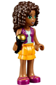 Andrea from Friends theme wearing a magenta vest top and a bright light orange layered skirt - frnd176