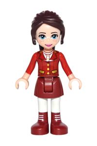 Friends Naomi, Dark Red Skirt with Laced Boots, Red Jacket frnd181