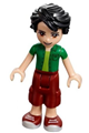 Friends Oliver, Dark Red Cropped Trousers Large Pockets, Green Shirt - frnd182