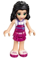 Emma from Friends wears a white top with a magenta apron and a magenta layered skirt - frnd183