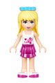 Stephanie in a white top with stars and a magenta layered skirt, accessorized with a medium azure bow - frnd201