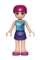 Mia wearing a dark purple skirt and a medium azure top with palm trees and a helmet - frnd207