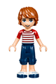 Friends Julian, Dark Blue Cropped Trousers, Red Striped Top - frnd214