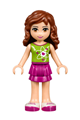 Olivia from Friends, wearing a magenta layered skirt and lime top with heart electron orbitals pattern - frnd215