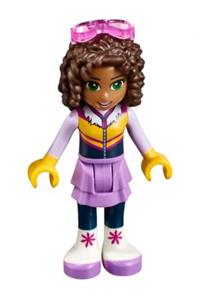 Friends Andrea - Andrea from Friends with medium lavender skirt, ski vest, and glasses - frnd219