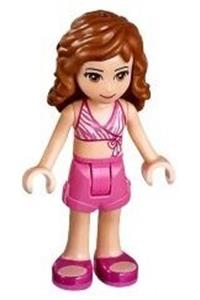 Friends Olivia - Olivia from Friends in dark pink shorts and a dark pink and white swimsuit top, wearing a life jacket and sunglasses - frnd230