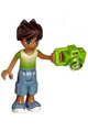 Liam is wearing sand blue long shorts, a lime and yellow t-shirt, and a life jacket - frnd231
