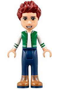 Friends Daniel - Daniel from Friends wearing brown boots, dark blue jeans, and a white and green top - frnd237
