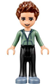 Ethan wearing black trousers and a sand green hoodie - frnd240