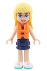 Friends Stephanie - Stephanie from Friends wearing a medium azure and dark purple top with a dark blue layered skirt and a life jacket - frnd246