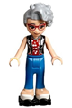 Dottie in blue trousers, wearing a black vest over a red cherry shirt, and black roller skates - frnd254