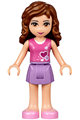 Friends Olivia, Medium Lavender Skirt, Dark Pink Top with Hearts and White Undershirt, Lab Safety Glasses - frnd257