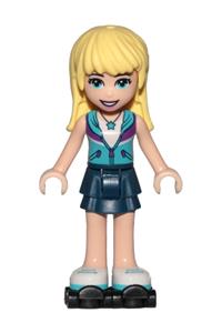 Friends Stephanie - Stephanie from Friends theme with a dark blue layered skirt, a medium azure and dark purple vest, and black roller skates - frnd258