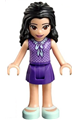 Emma from Friends theme with a dark purple skirt, medium lavender top, light aqua shoes, and dark purple bow - frnd259