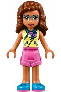 Friends Olivia - Olivia from Friends theme in a bright light yellow skirt, dark pink top, and sunglasses - frnd263