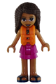 Andrea from Friends theme wearing a magenta layered skirt, dark turquoise and gold top, and a life jacket - frnd264