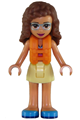 Olivia from Friends theme wearing a bright light yellow skirt, dark pink and dark azure swimsuit top, and a life jacket - frnd266