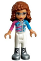 Olivia from Friends theme with white trousers and dark pink/dark azure racing jacket - frnd269