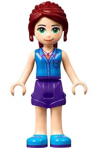Friends Mia - Mia from Friends theme wearing dark purple shorts and a dark azure plaid shirt with a dark red ponytail - frnd274