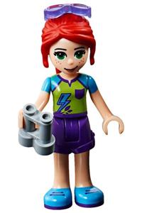 Friends Mia - Mia from Friends theme with dark purple shorts, lime top, red hair, and sunglasses - frnd280