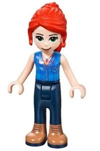 Friends Mia - Mia from Friends theme with dark blue trousers, dark azure plaid shirt, and a red ponytail - frnd284