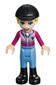 Stephanie from Friends theme with medium blue pants, magenta jacket, riding helmet, bright light yellow ponytail - frnd285