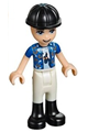 Zack wearing white riding pants, a blue shirt, a medium blue t-shirt, and a black construction helmet - frnd286