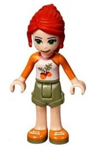 Friends Mia - Mia from Friends theme wearing white top with orange sleeves and acorns, paired with olive green shorts - frnd289