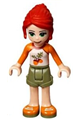 Friends Mia, Olive Green Shorts, White Top with Orange Sleeves and Acorns - frnd289