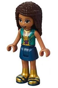 Friends Andrea - Andrea from Friends theme, wearing a gold top with dark turquoise vest and a dark blue skirt - frnd292