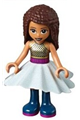 Andrea from Friends theme wearing a black top with gold mesh and a dark pink skirt - frnd296