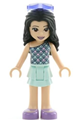 Emma from Friends theme with a light aqua layered skirt, light aqua and bright pink scallop top, and sunglasses - frnd333