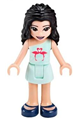 Emma from Friends theme wearing a light aqua skirt and white top adorned with coral flamingo birds - frnd343