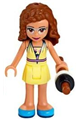 Olivia from Friends theme wearing a bright light yellow dress and blue shoes - frnd350