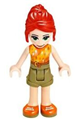 Mia and friend wearing orange top with lightning bolts and olive green shorts - frnd352