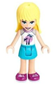 Stephanie from Friends wearing a white top with palm trees and a medium azure skirt - frnd353