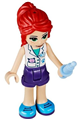 Friends Mia, Purple Shorts, White Vet Vest Top, Red Hair - frnd362