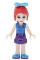 Mia from Friends theme, wearing purple shorts, dark azure plaid shirt, red ponytail, and a bow - frnd363