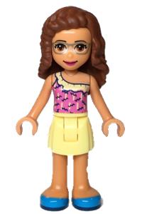 Friends Olivia - Olivia from Friends theme with a bright light yellow skirt, dark pink top, and dark azure shoes - frnd364