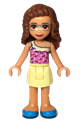 Olivia from Friends theme with a bright light yellow skirt, dark pink top, and dark azure shoes - frnd364